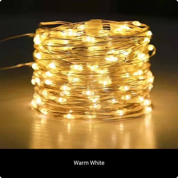 2 7ft 20LED Fairy String Lights w Silver Copper Wire, Warm White Battery powered - Picture 2 of 4